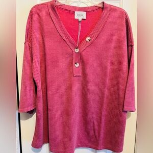 ANDREE BY UNIT Vibrant Pink Knit Top